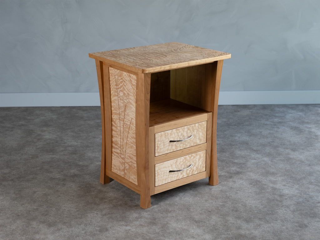 River Rushes Nightstand - Quilted Maple Edition