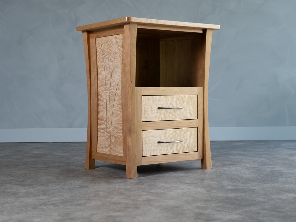 River Rushes Nightstand - Quilted Maple Edition