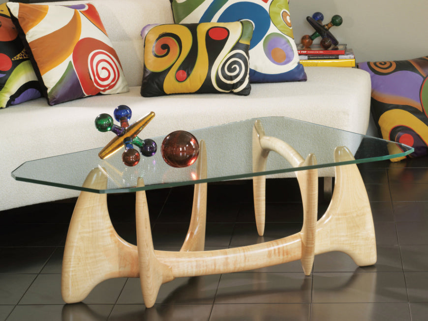 Trapezoid Glass Top Coffee Table