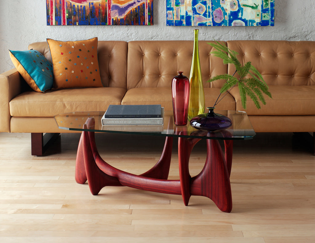 Trapezoid Glass Top Coffee Table