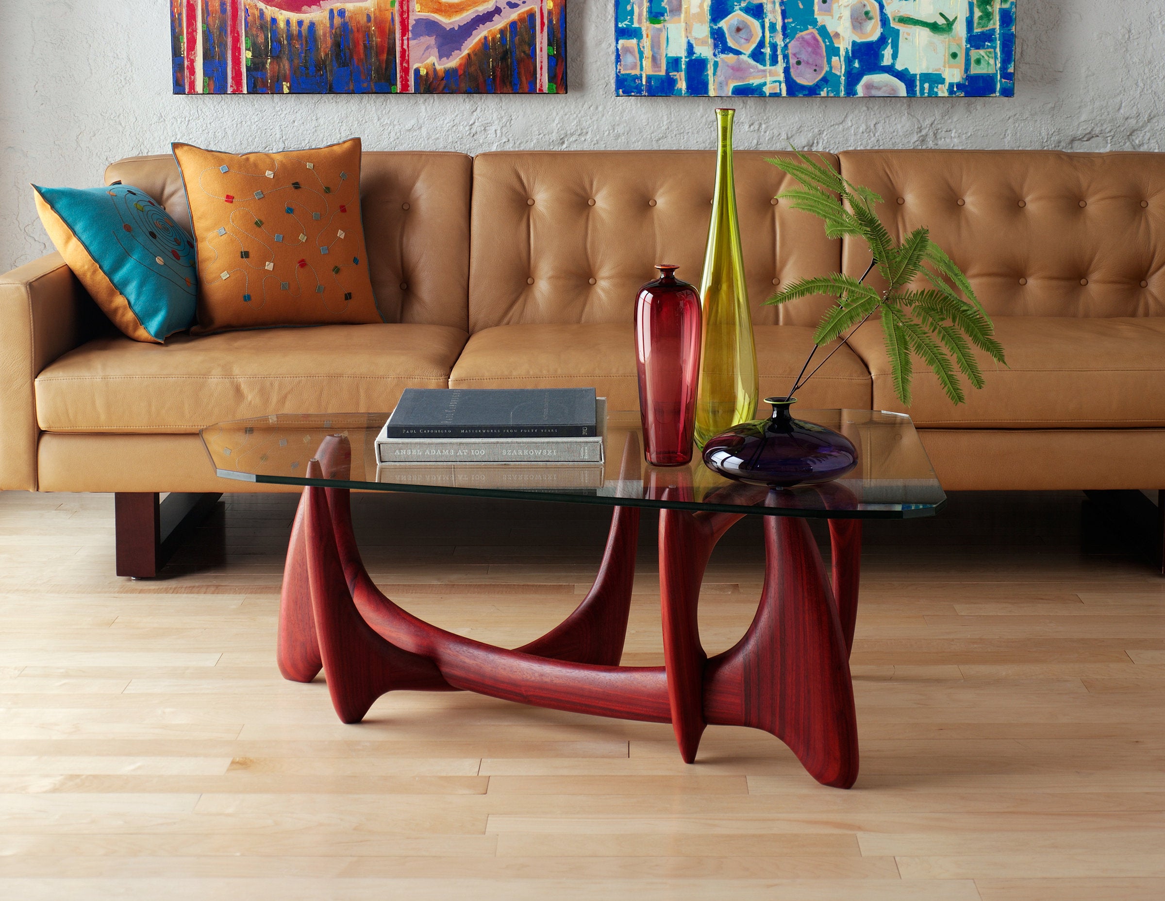 Trapezoid Glass Top Coffee Table